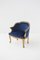 Vintage Blue Velvet and Gilt Wood Armchair, 1890s 1