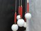 Vintage Red and White Cascade Hanging Lamp with 5 Glass Balls, 1960s, Image 7