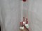 Vintage Red and White Cascade Hanging Lamp with 5 Glass Balls, 1960s 1