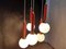 Vintage Red and White Cascade Hanging Lamp with 5 Glass Balls, 1960s 6