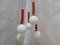 Vintage Red and White Cascade Hanging Lamp with 5 Glass Balls, 1960s, Image 9