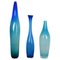 Vases Bleus Soufflés à la Main par Floris Meydam et Siem Van De Marel, 1960s, Set de 3 1
