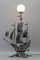 Lámpara de pie española en forma de velero de hierro forjado y vidrio, años 50, Imagen 16