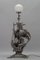 Lámpara de pie española en forma de velero de hierro forjado y vidrio, años 50, Imagen 8