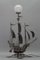 Lámpara de pie española en forma de velero de hierro forjado y vidrio, años 50, Imagen 6