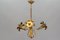 Gilt Metal Three-Light Chandelier by Hans Kögl, 1970s, Image 7