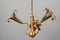 Lámpara de araña de metal dorado con tres luces de Hans Kögl, años 70, Imagen 10