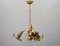 Lámpara de araña de metal dorado con tres luces de Hans Kögl, años 70, Imagen 20