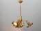 Lámpara de araña de metal dorado con tres luces de Hans Kögl, años 70, Imagen 2