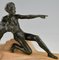 Art Deco Skulptur eines jungen Mannes mit Panther aus Metall & Stein von Max Le Verrier, 1930er 2