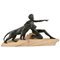 Art Deco Sculpture of Young Man with Panther in Metal & Stone by Max Le Verrier, 1930s 1