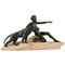 Art Deco Sculpture of Young Man with Panther in Metal & Stone by Max Le Verrier, 1930s, Image 1
