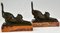 Art Deco Katzen Buchstützen aus Bronze von Louis Riche für Patrouilleau Foundry, 1920er, 2er Set 5