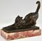 Art Deco Katzen Buchstützen aus Bronze von Louis Riche für Patrouilleau Foundry, 1920er, 2er Set 6