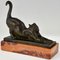 Art Deco Katzen Buchstützen aus Bronze von Louis Riche für Patrouilleau Foundry, 1920er, 2er Set 7