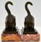 Art Deco Katzen Buchstützen aus Bronze von Louis Riche für Patrouilleau Foundry, 1920er, 2er Set 9