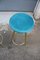 Blue Brass and Velvet Stools, Italy, 1950s, Set of 2 4