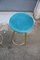 Blue Brass and Velvet Stools, Italy, 1950s, Set of 2, Image 4