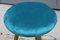 Blue Brass and Velvet Stools, Italy, 1950s, Set of 2, Image 7