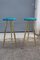 Blue Brass and Velvet Stools, Italy, 1950s, Set of 2 2