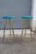 Blue Brass and Velvet Stools, Italy, 1950s, Set of 2, Image 2