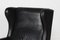 Poltrona alata moderna e sgabello in pelle nera in stile Kaare Klint, Danimarca, anni '70, set di 2, Immagine 8