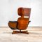 Reclining Armchair with Footrest in Curved Wood & Leather by George Mulhauser for Plycraft, 1950s, Image 4