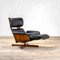 Reclining Armchair with Footrest in Curved Wood & Leather by George Mulhauser for Plycraft, 1950s 2