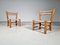 Französische rustikale Stühle aus Ulmenholz & Stroh von Charlotte Perriand, 1960er, 2er Set 4