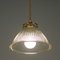 Late Art Deco French Glass Holophane Industrial Pendant Light, 1930s, Image 8