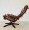 Vintage Scandinavian Brown Leather Reclining Lounge Chairs, Set of 2 4