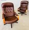 Vintage Scandinavian Brown Leather Reclining Lounge Chairs, Set of 2 2