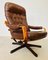 Vintage Scandinavian Brown Leather Reclining Lounge Chairs, Set of 2 6