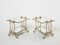 French Gilt Wrought Iron Mirror Two-Tier End Tables, 1950s, Set of 2 1