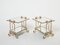 French Gilt Wrought Iron Mirror Two-Tier End Tables, 1950s, Set of 2, Image 1