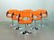 Orange Dining Chairs on Chrome Pedestal attributed to Rudi Verelst for Novalux, 1960s, Set of 6 1