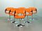 Orange Dining Chairs on Chrome Pedestal attributed to Rudi Verelst for Novalux, 1960s, Set of 6, Image 1
