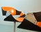 Sillas de comedor naranjas con pedestal de cromo atribuidas a Rudi Verelst para Novalux, años 60. Juego de 6, Imagen 8