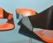 Orangefarbene Esszimmerstühle mit Chromgestell von Rudi Verelst für Novalux, 1960er, 6er Set 9
