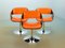 Orange Dining Chairs on Chrome Pedestal attributed to Rudi Verelst for Novalux, 1960s, Set of 6 4