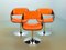 Orange Dining Chairs on Chrome Pedestal attributed to Rudi Verelst for Novalux, 1960s, Set of 6, Image 4