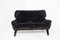 Vintage Black Imitation Fur Sofa, 1950s 1