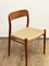 Mid-Century Danish Model 75 Chairs in Teak by Niels O. Møller for Jl Mollers Furniture Factory, 1950, Set of 4 6