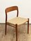 Mid-Century Danish Model 75 Chairs in Teak by Niels O. Møller for Jl Mollers Furniture Factory, 1950, Set of 4, Image 6