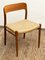 Mid-Century Danish Model 75 Chairs in Teak by Niels O. Møller for Jl Mollers Furniture Factory, 1950, Set of 2 7