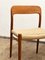 Mid-Century Danish Model 75 Chairs in Teak by Niels O. Møller for Jl Mollers Furniture Factory, 1950, Set of 2 12