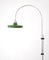Italian Arched Floor Lamp in Chromed Steel with Green Shade and Marble Base, 1970s 6