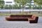 Juego de sofá modular vintage de terciopelo marrón, años 70. Juego de 6, Imagen 14