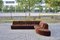 Juego de sofá modular vintage de terciopelo marrón, años 70. Juego de 6, Imagen 3