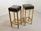 Black Leather Square Bar Stools, 1960s, Set of 2 1